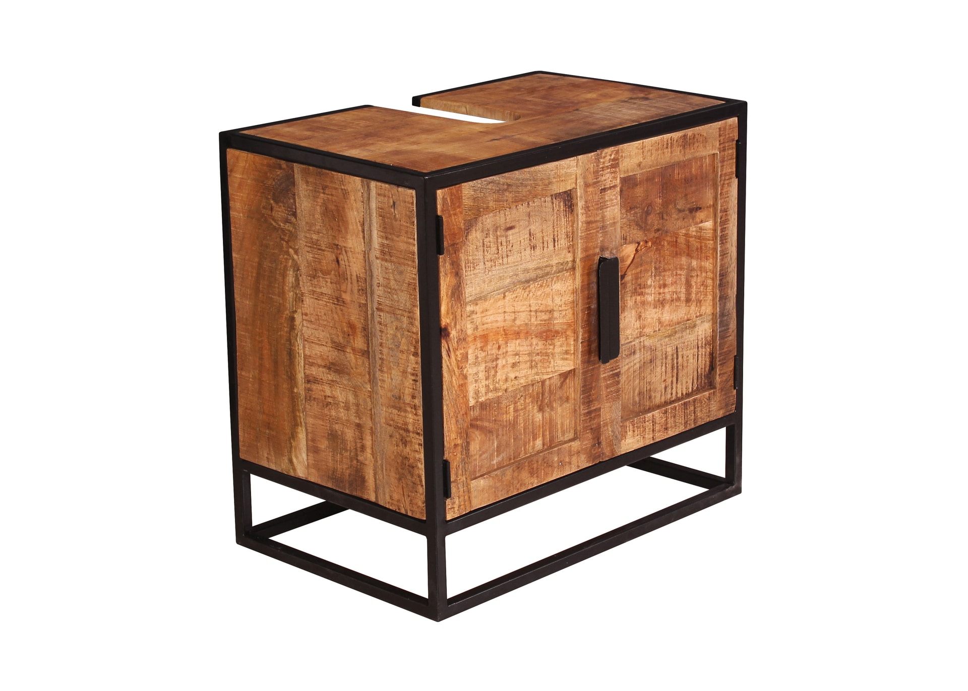 Waschbeckenunterschrank 67 x 62 cm Mangoholz natur/schwarz