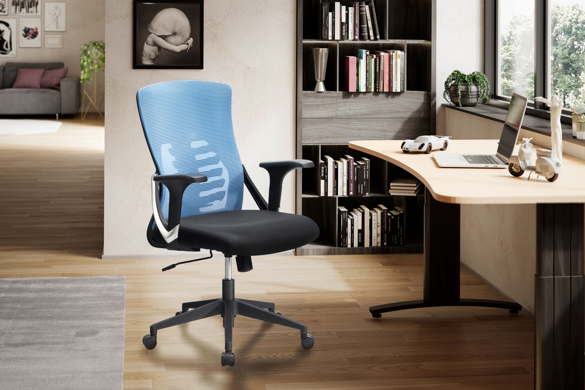 CASAVANTI Bürostuhl 65 x 104 x 65 cm Stoff blau