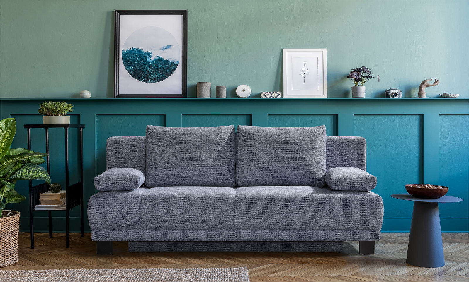 Schlafsofa JUNA grau-blau