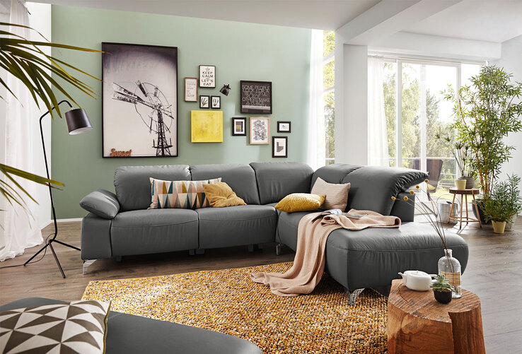 Musterring Ecksofa MR 370 L-Form Lederbezug grau
