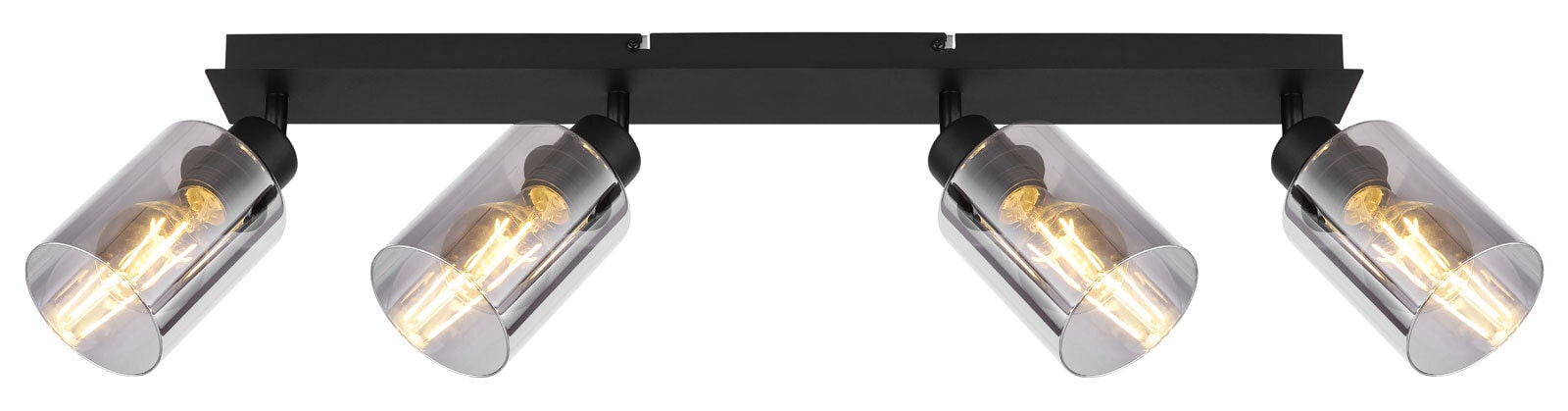 GLOBO Retrofit Deckenlampe HADERA 4 Spots schwarz /Rauchglas