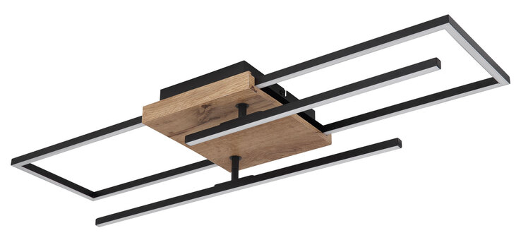 GLOBO LED Deckenlampe KENDRA 80 cm Holzoptik