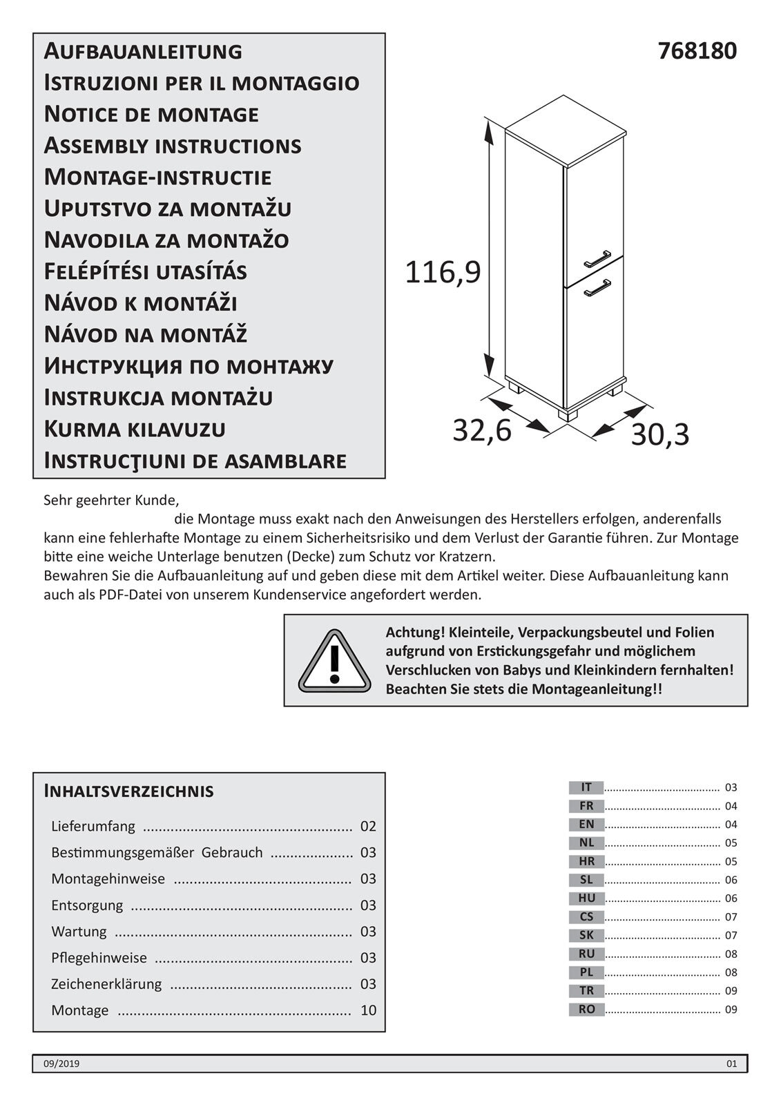 Highboard NORA 30,3 x 116,9 cm Eiche Landhaus