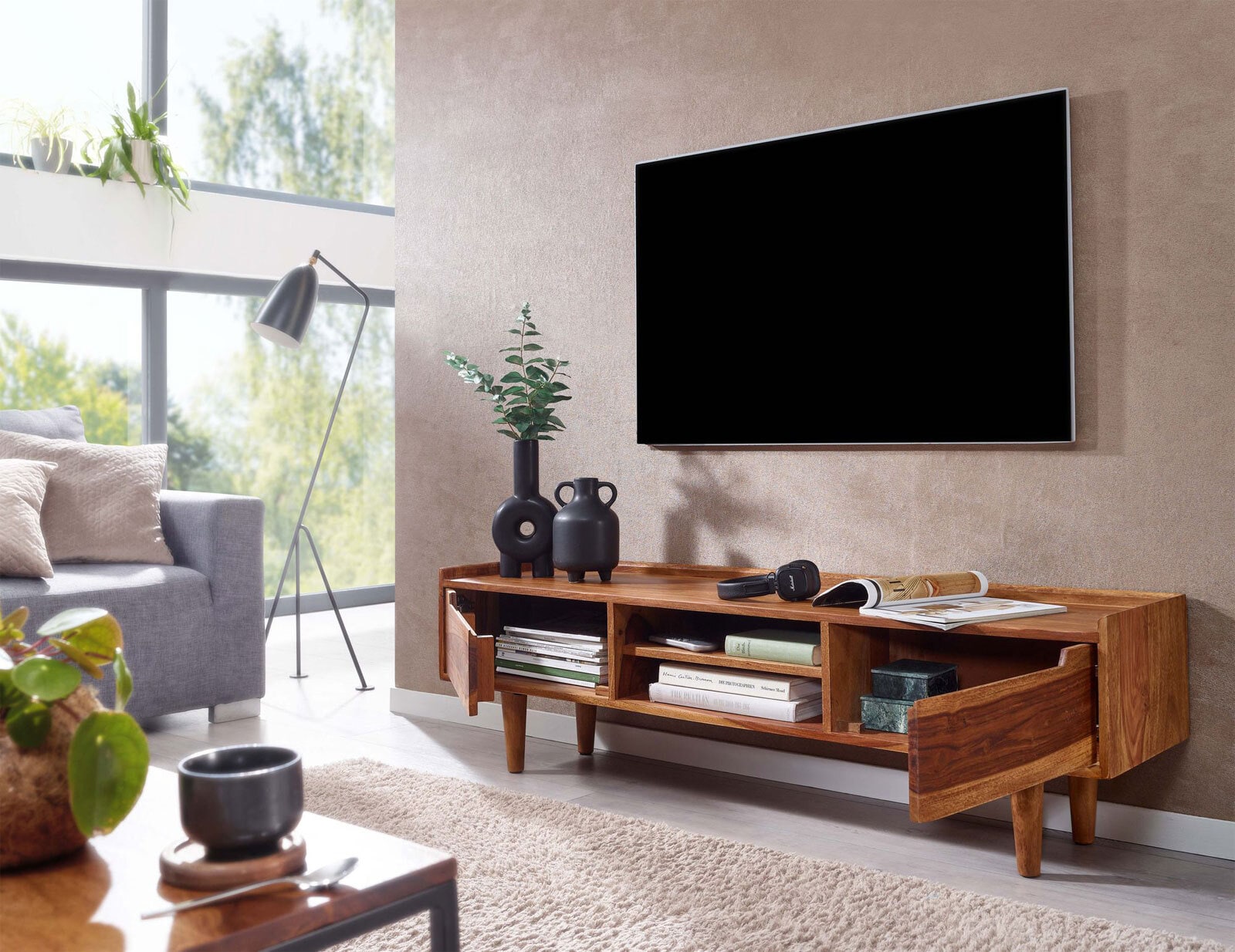 CASAVANTI TV-Lowboard 145 x 43 cm Sheesham massiv