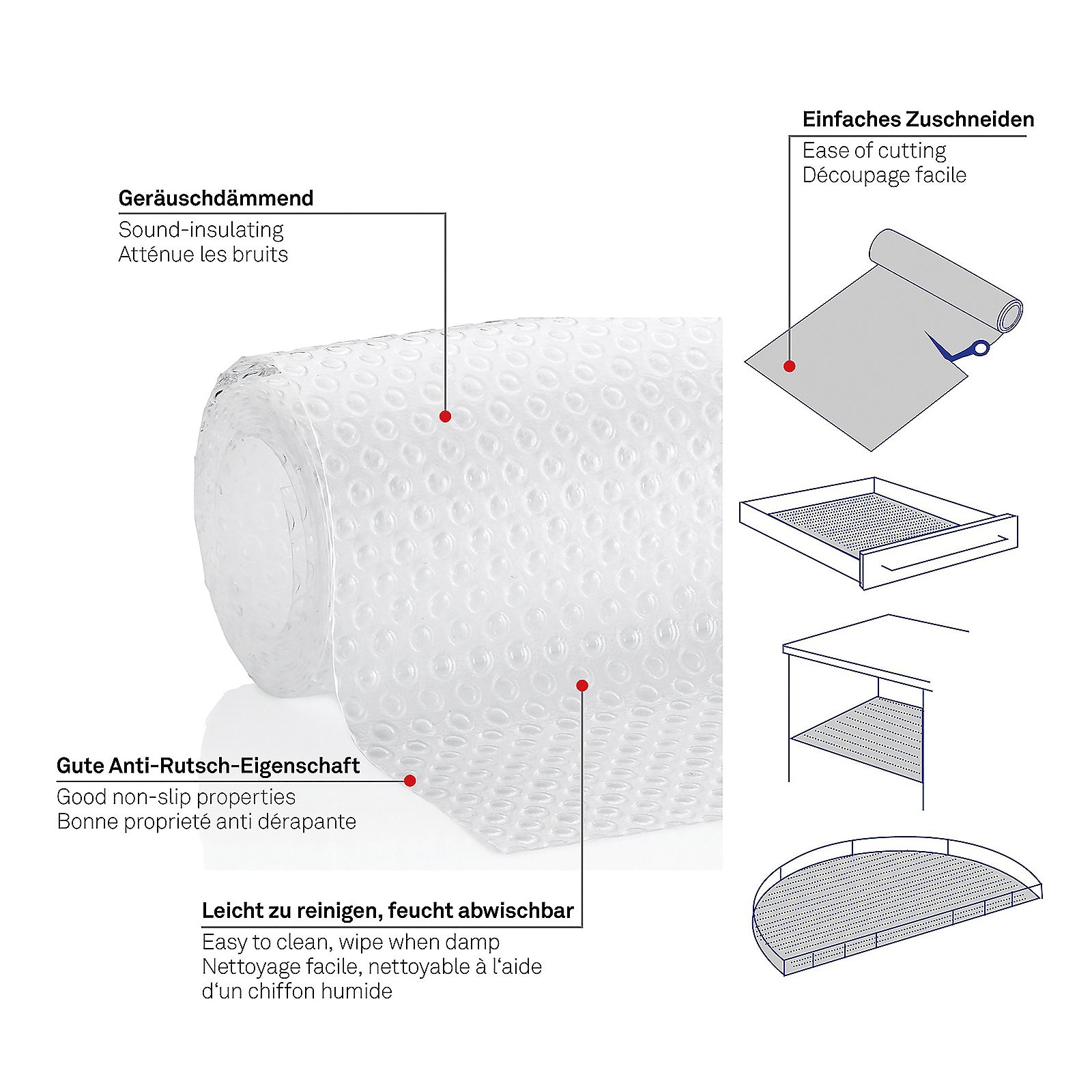 kela Schubladenmatte SOLETTA 50 x 150 cm Kunststoff transparent