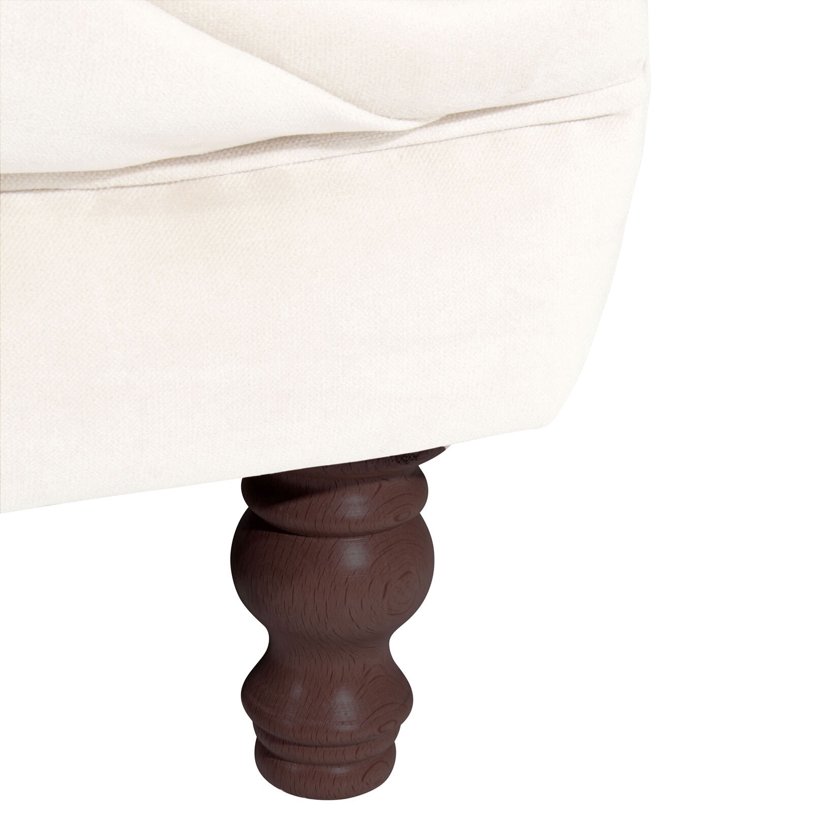 Sofa 3-Sitzer IVETTE Stoffbezug cremebeige/ buche nussbaum