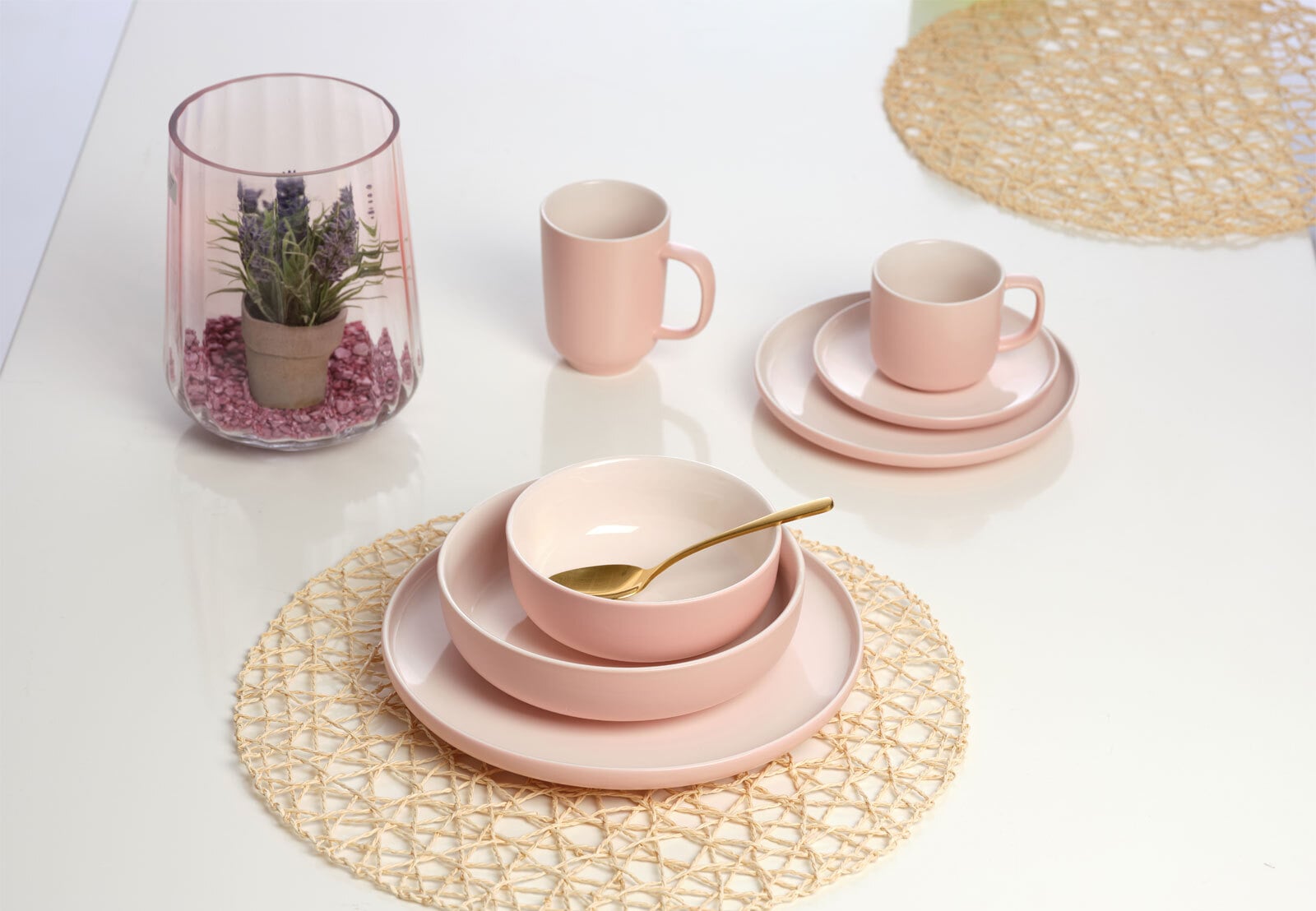 Ritzenhoff & Breker Pastaschale JASPER 4er Set rosa/ weiß