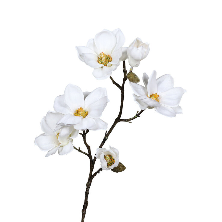 Kunstblume Magnolienzweig 66 cm 6 Blüten weiß