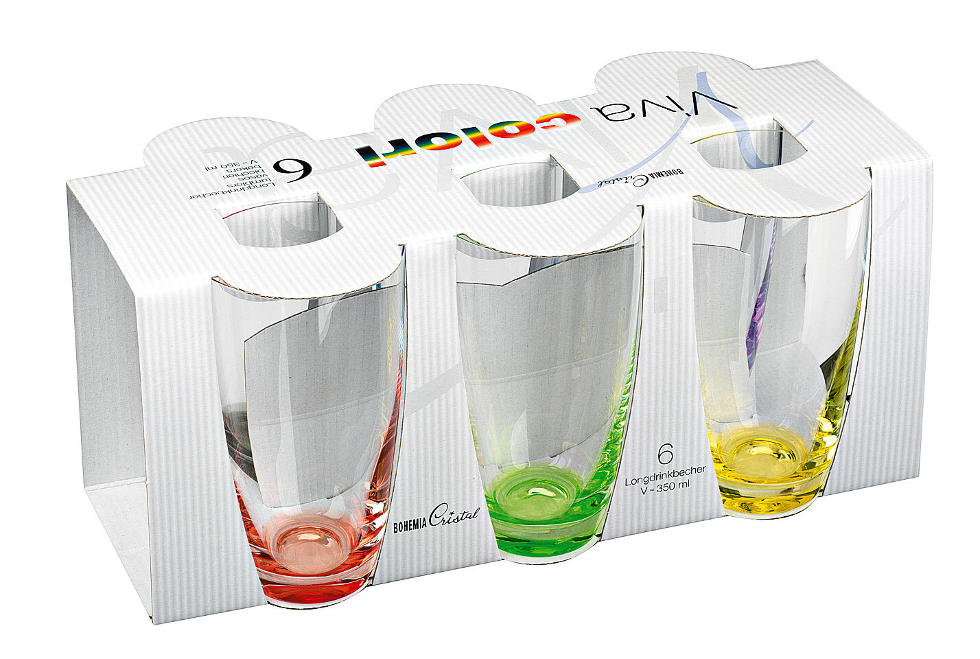 BOHEMIA SELECTION Longdrinkglas VIVA COLORI 6er Set - je 350 ml