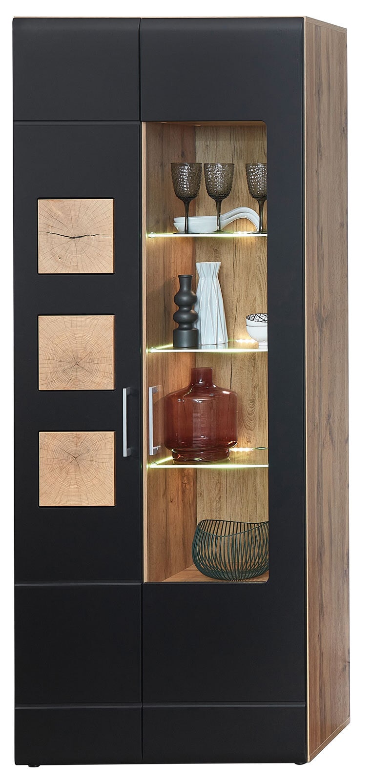 Vitrine SONATE 208 x 80 cm schwarz/ braun