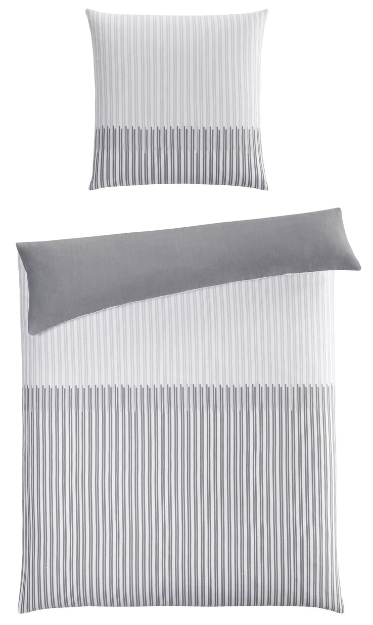 casaNOVA Satin-Bettwäsche TANJA 135 x 200 cm grau