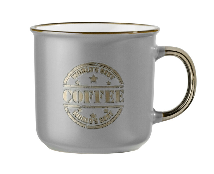 casaNOVA Kaffeebecher grau/ goldfarbig
