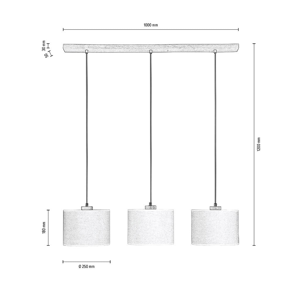 MONDO Retrofit Balkenpendel BELOS 3-flg Eiche /natur