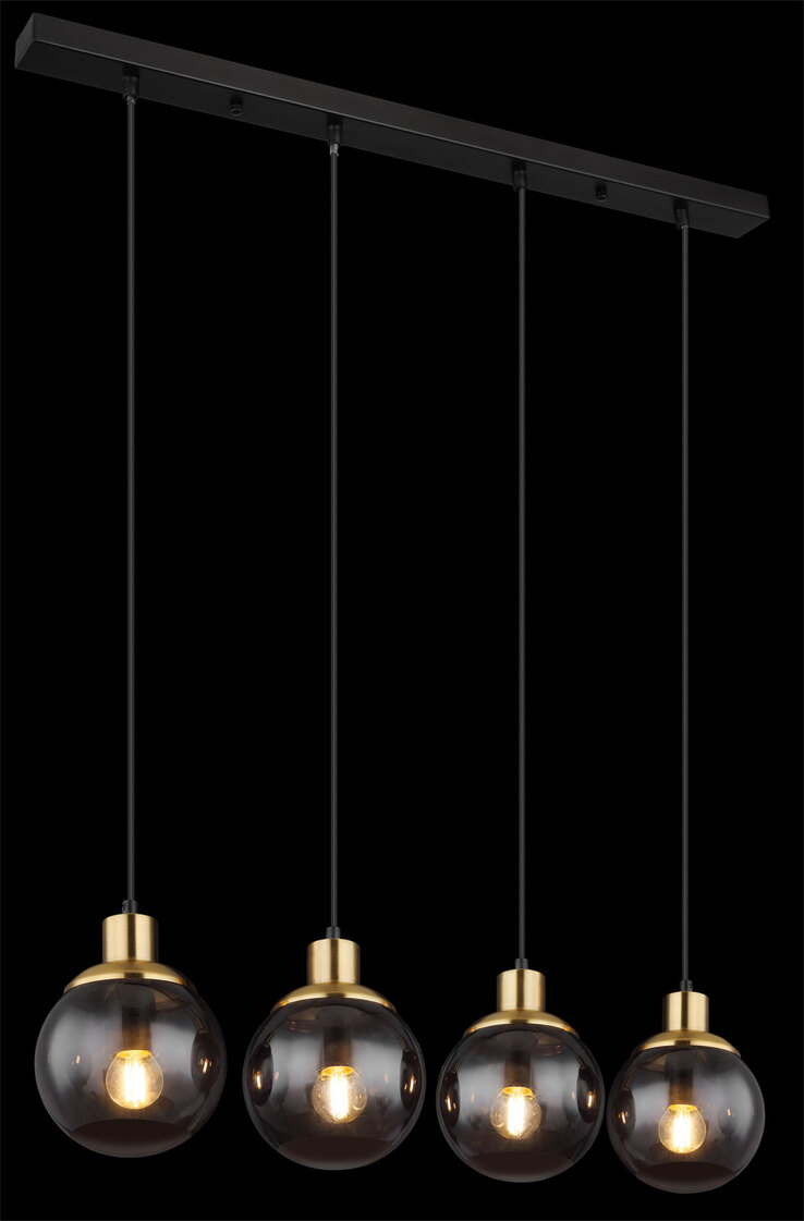 GLOBO Retrofit Balkenpendel POTTER 75 cm schwarz /messingfarbig