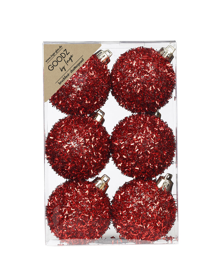 MAGIC by Inge Weihnachtskugel Set Kugel 6-teilig Glitter rotmix