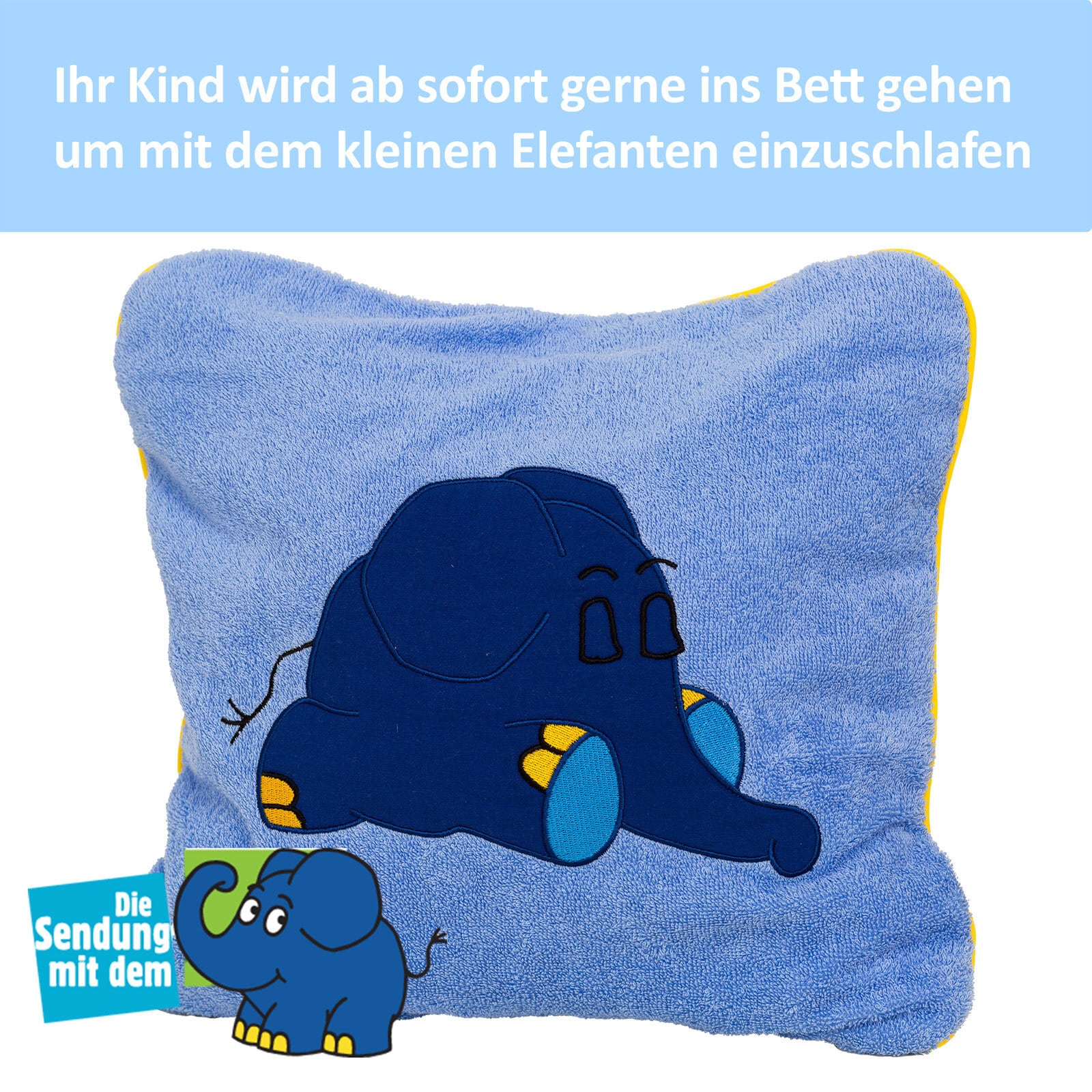 Smithy Kissenhülle ELEFANT 40 x 40 cm blau