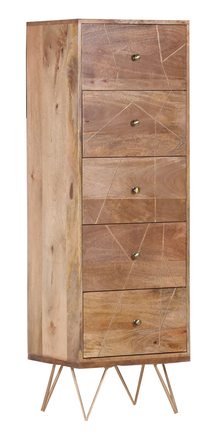 INTERhome Kommode SCAN 50 x 153 cm braun/ goldfarbig