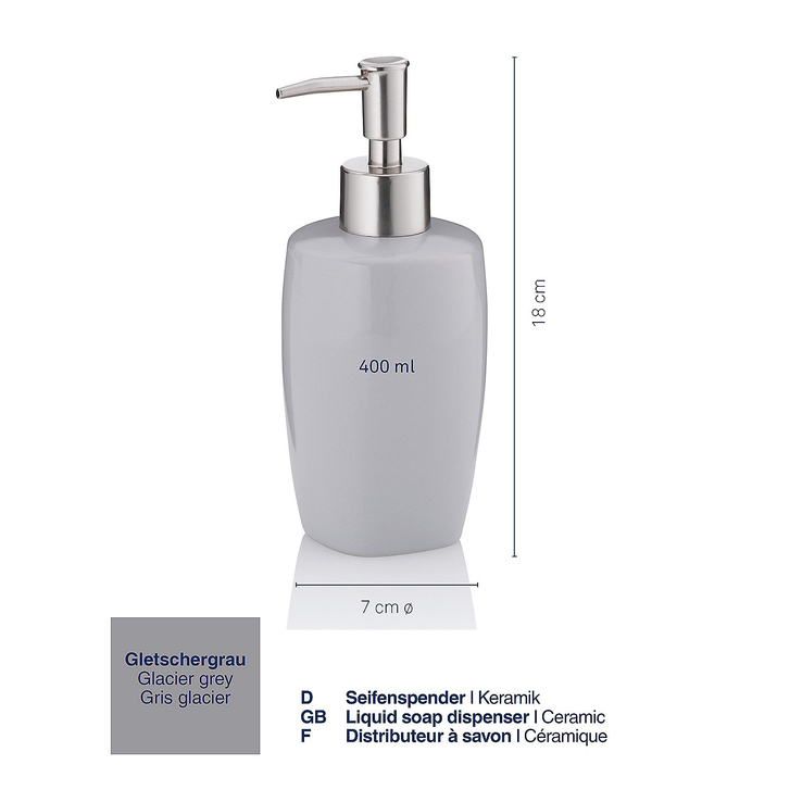 kela Seifenspender LANDORA 400 ml Keramik grau