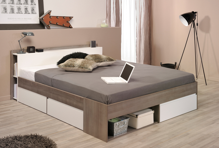 Parisot Stauraumbett MOST 2 braun/weiß 160 x 200 cm