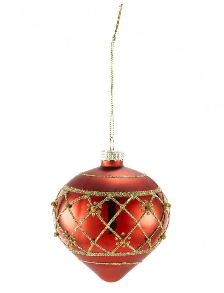 casaNOVA Weihnachtsbaumschmuck Zwiebel 8 cm rot matt /glänzend /Glitzer goldfarbig
