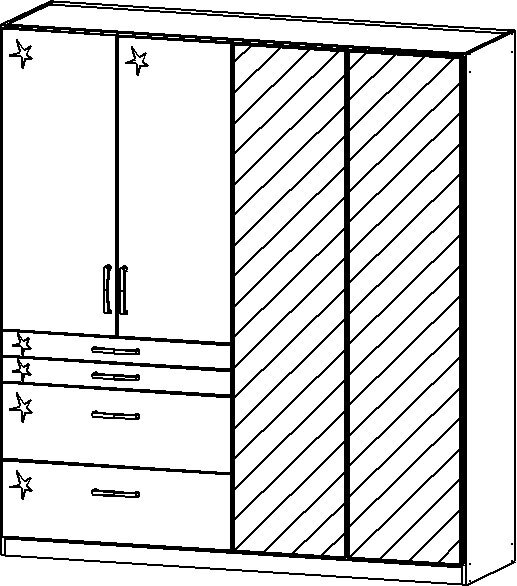 Kleiderschrank HOMBURG 2 Spiegeltüren Alpinweiß/HG weiß