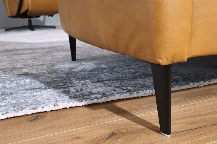 PURO Ledersofa 3-Sitzer STRASSBURG II Cloudy kurkuma
