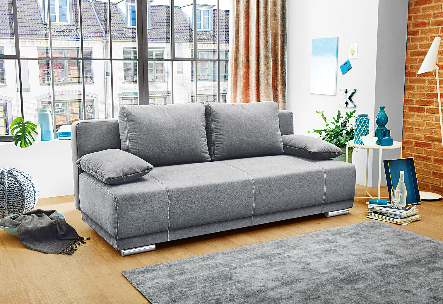 CASAVANTI Schlafsofa JEFF 200 cm grau