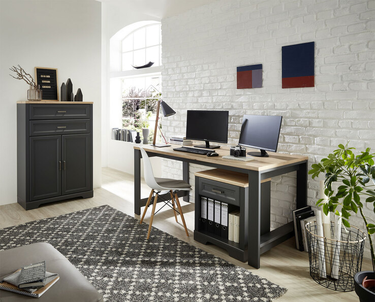 CASAVANTI Schreibtisch JASMIN 160 x 80 cm Graphit/ Artisan Eiche
