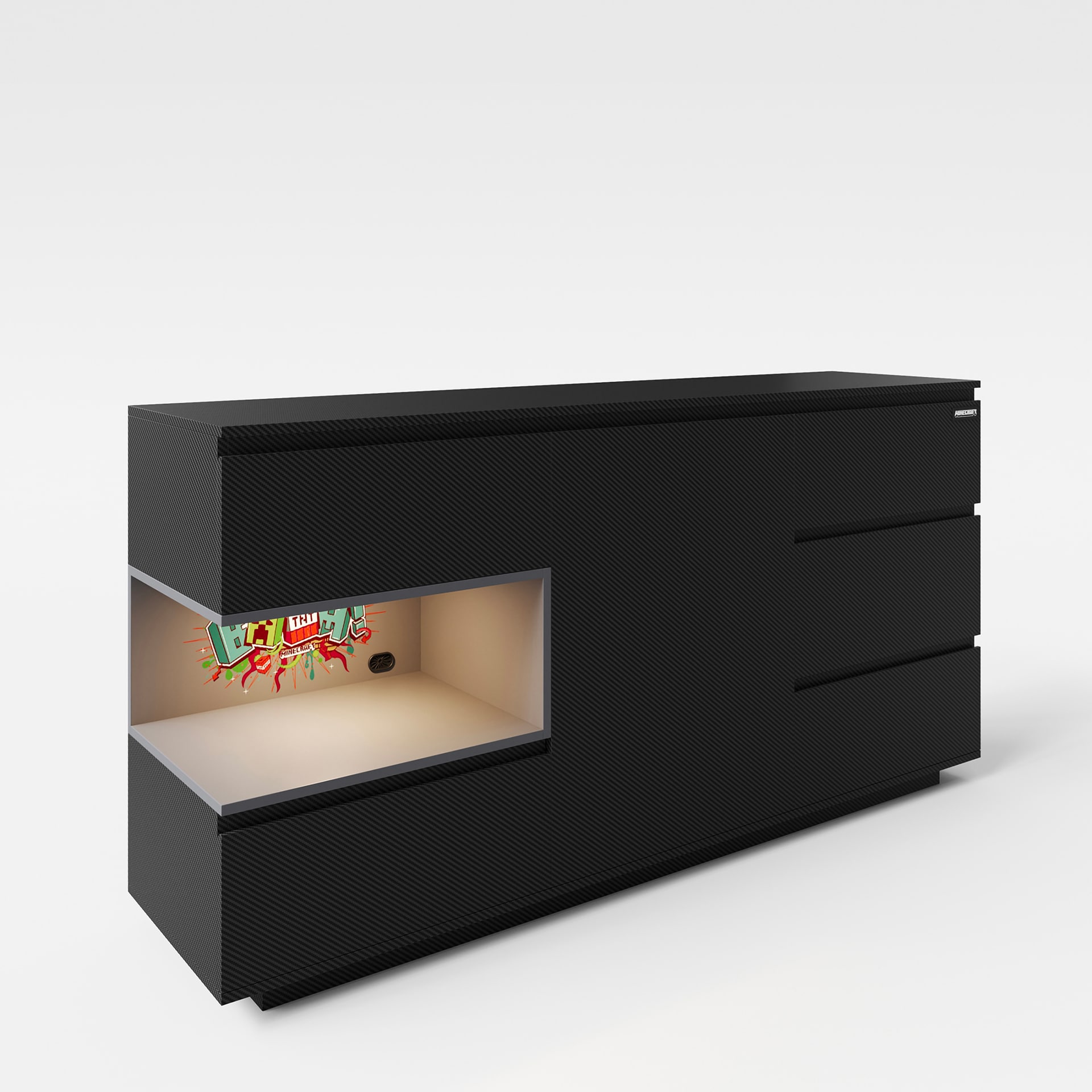 Sideboard MINECRAFT 160 cm schwarz/ grau