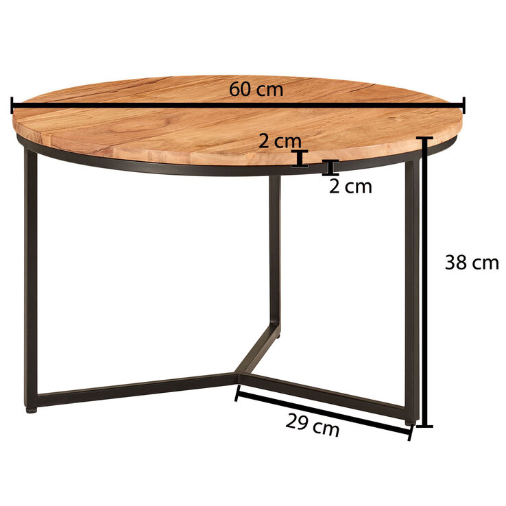 Couchtisch rund 60 cm Schwarz/ Akazie massiv