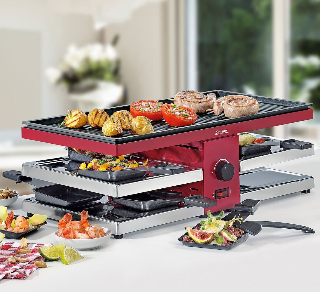 Raclette Set ALU Alugrillplatte rot 17-teilig