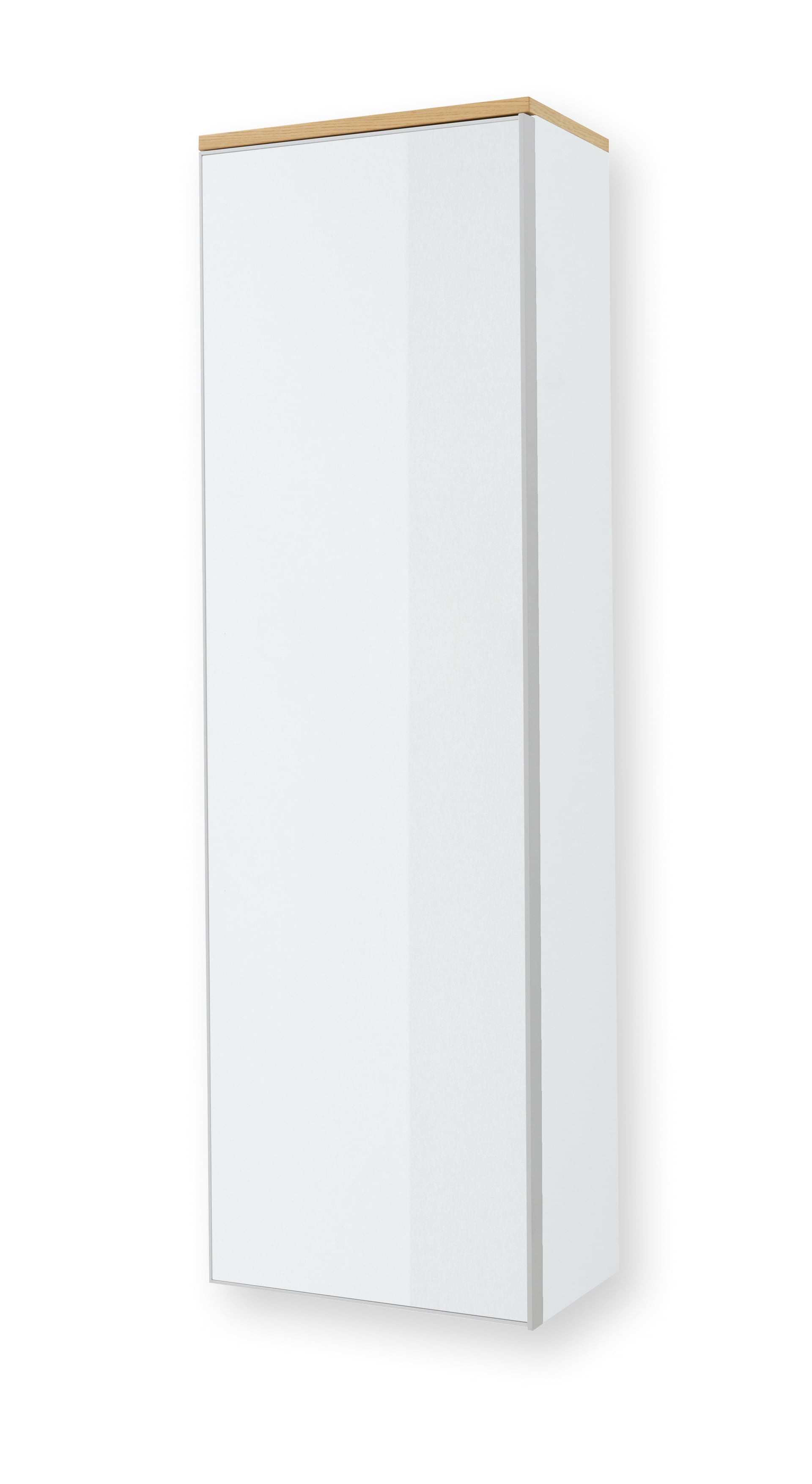 Garderobenschrank VORTINA 54 x 170 cm Lack weiß/Glas Optiweiß/Abdeckboden Balkeneiche-Dekor