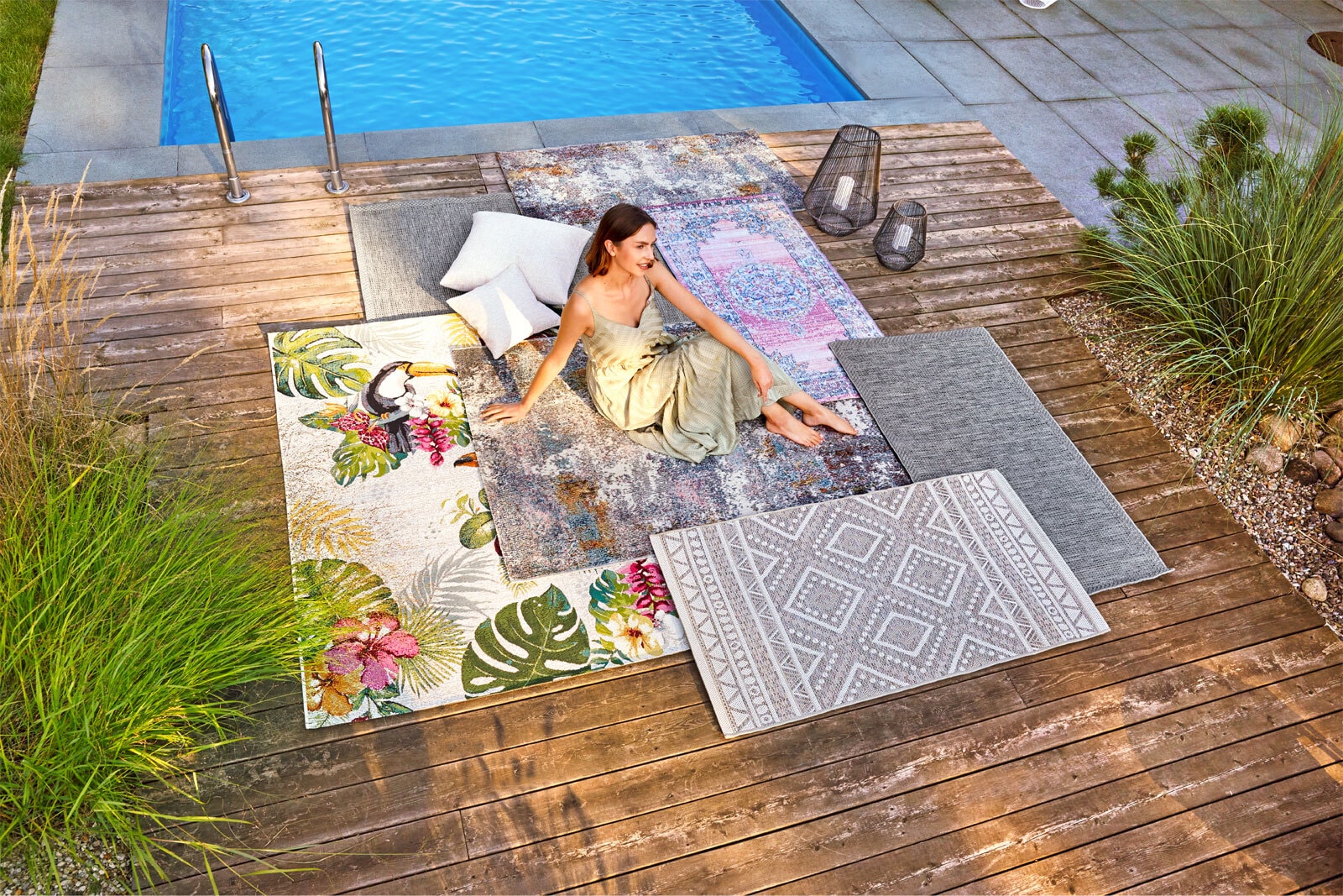 Outdoorteppich SALSA 120 x 170 cm pink/mehrfarbig