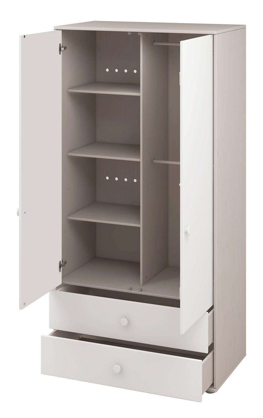 FLEXA Baby-Kleiderschrank CLASSIC 101,3 cm grau/ weiß