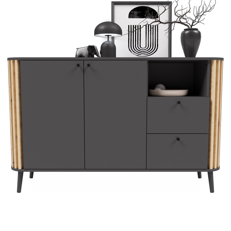 Sideboard PURE 138 x 88 cm grau-Dekor/Eiche-Dekor