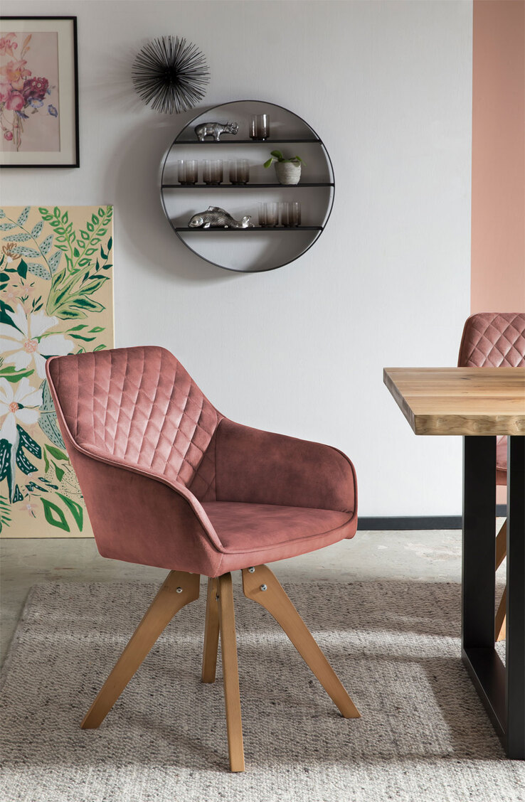 CASAVANTI Armlehnstuhl Samtvelours rosa/natur