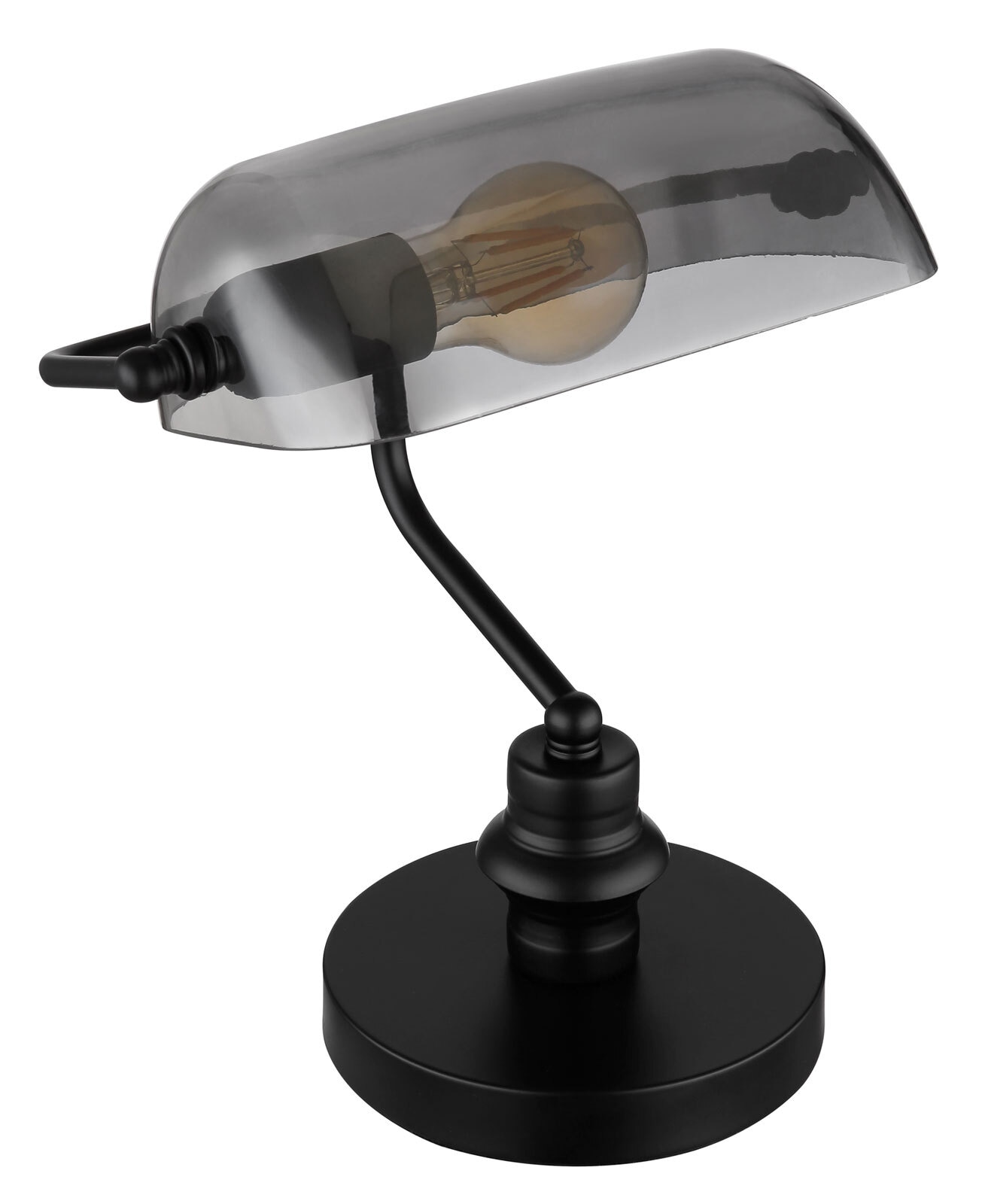 GLOBO Retrofit Tischlampe ANTIQUE schwarz /Rauchglas