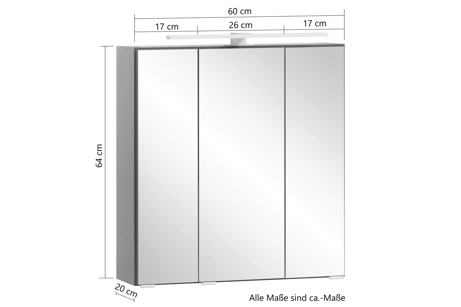 Bad-Spiegelschrank BRÜGGE grau 60cm