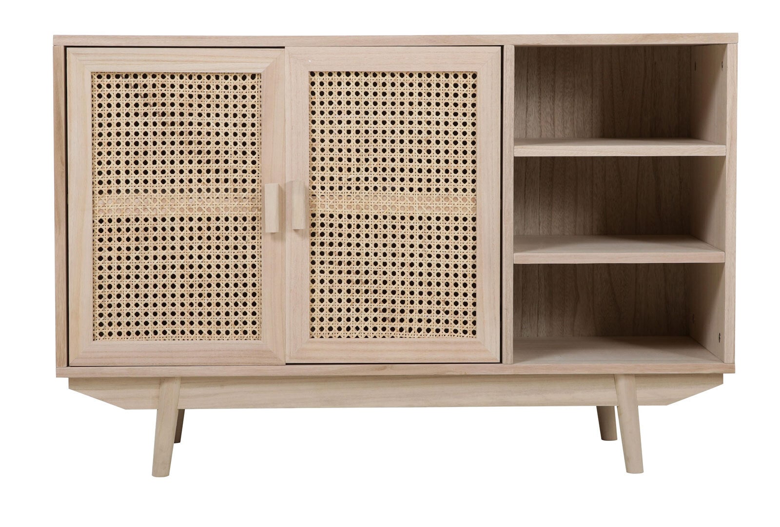 Sideboard 100 x 65 cm Braun/ Rattan