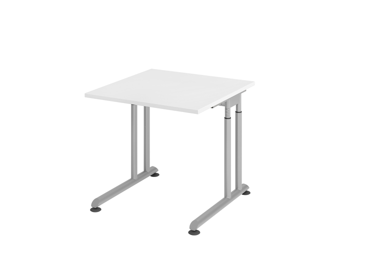 Schreibtisch 80 x 80 cm Weiß/ Silber