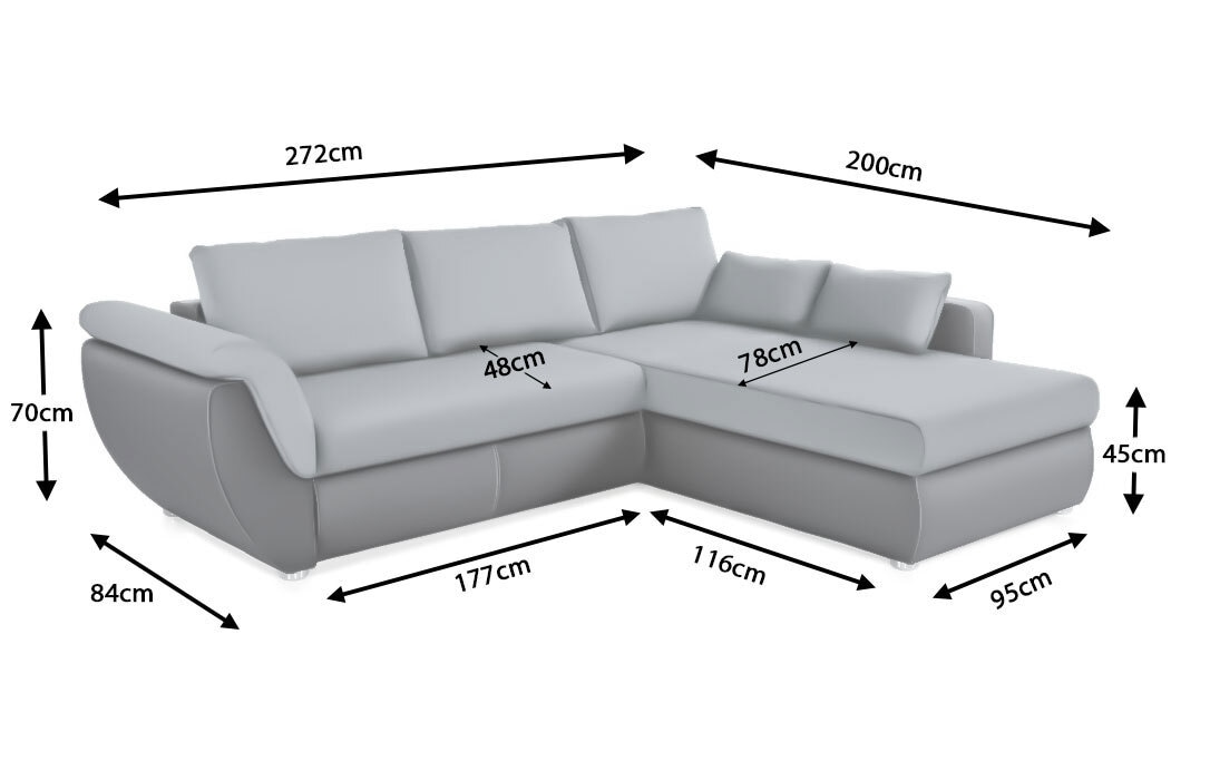 Ecksofa TADEUS 272 x 200 cm grau