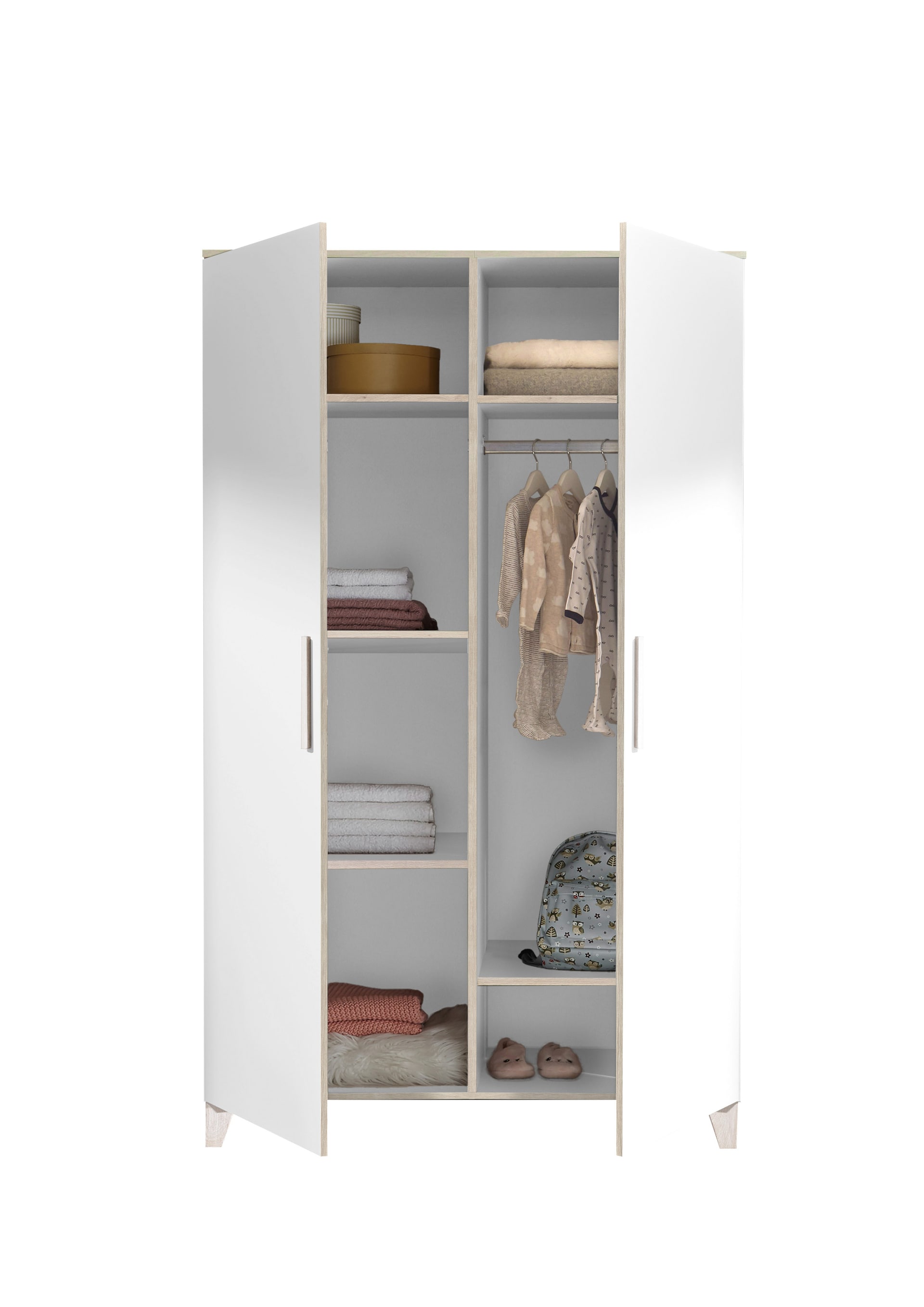 Kinder-Drehtürenschrank PRIZZI 100 x 200 cm weiß/ braun