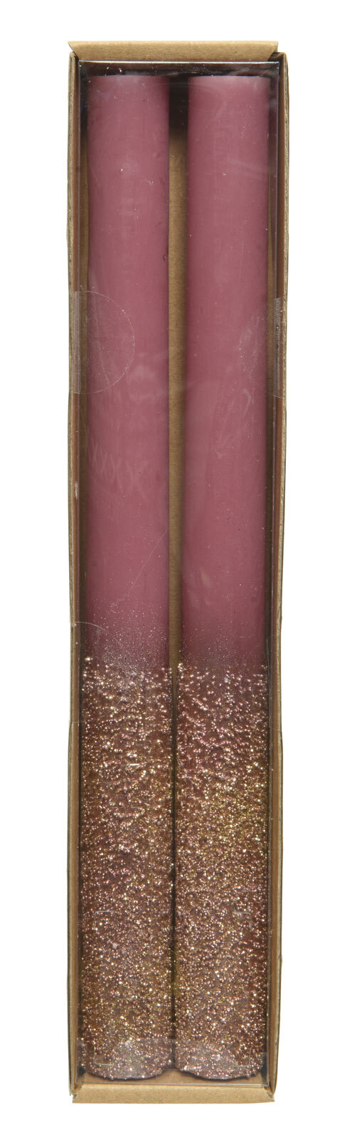 Weihnachtsdeko Kerze 2er Set je 25 cm samtpink