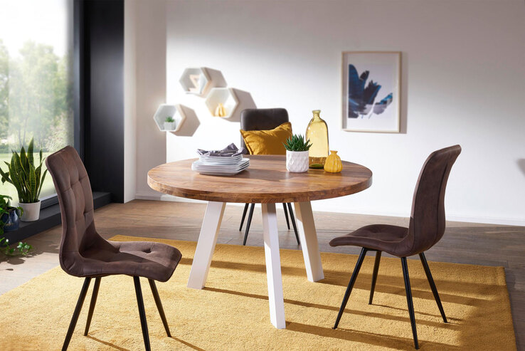 Esstisch 130 cm braun/ weiß