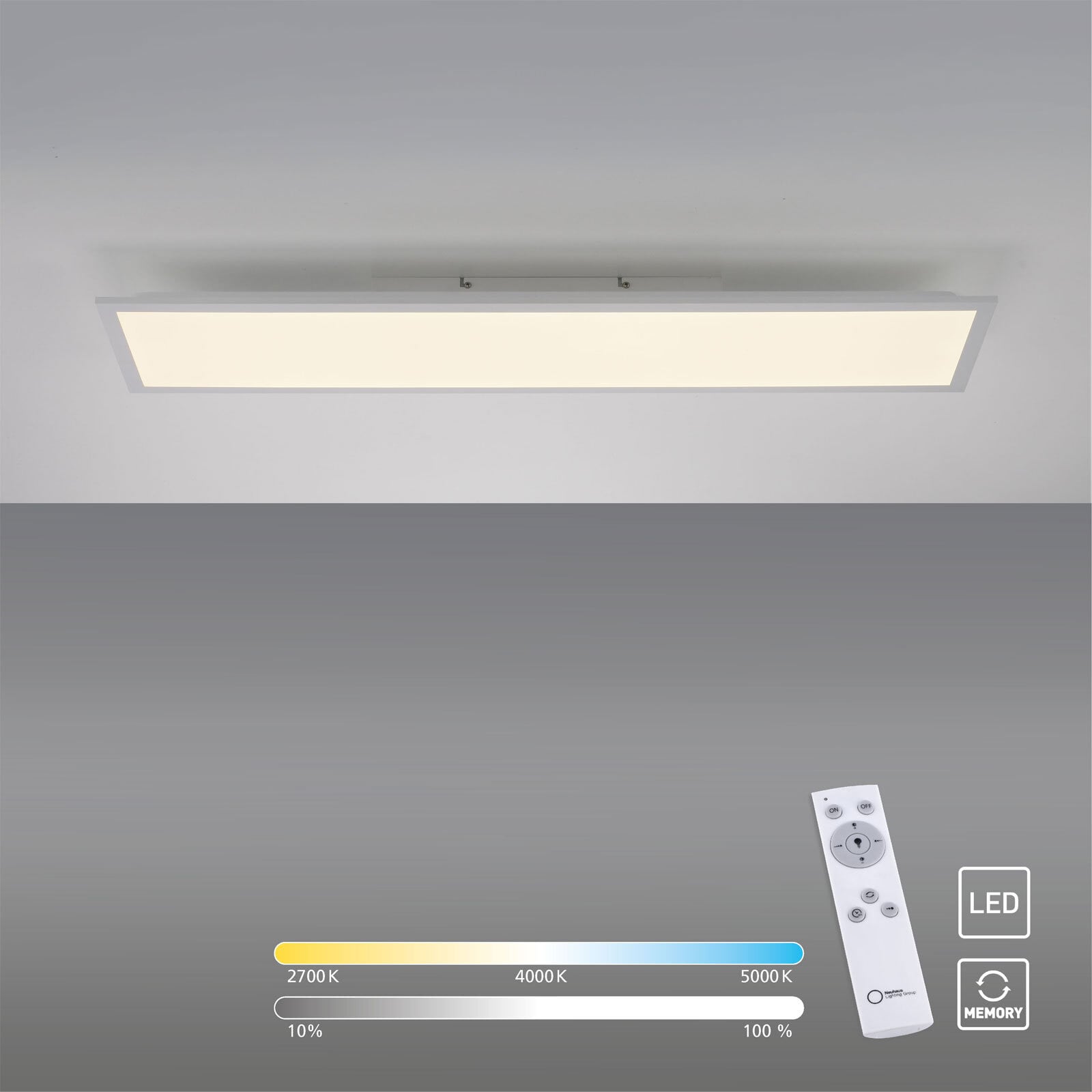 JUST LIGHT LED Deckenlampe FLAT 25 x 100 cm weiß