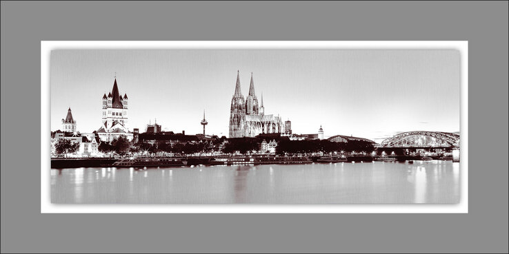 PRO ART Alu-Art Bild KÖLN SKYLINE 50 x 100 cm grau
