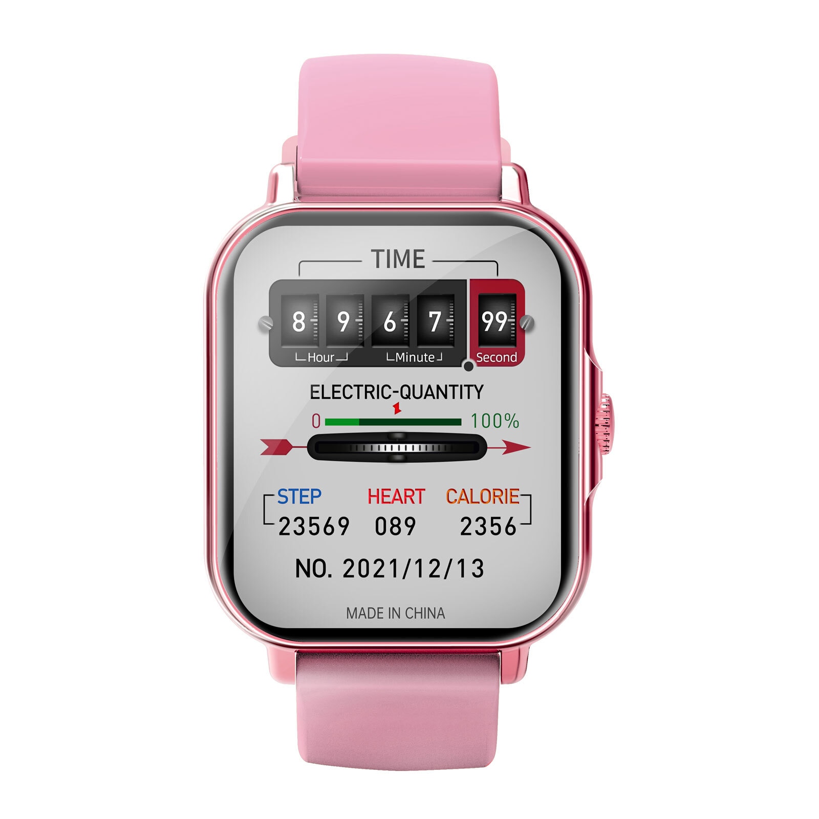 Smartwatch für Android IOS 1,81 Zoll Touchscreen Herzfrequenz Schritte Anrufe Musik pink Fitnessarmband