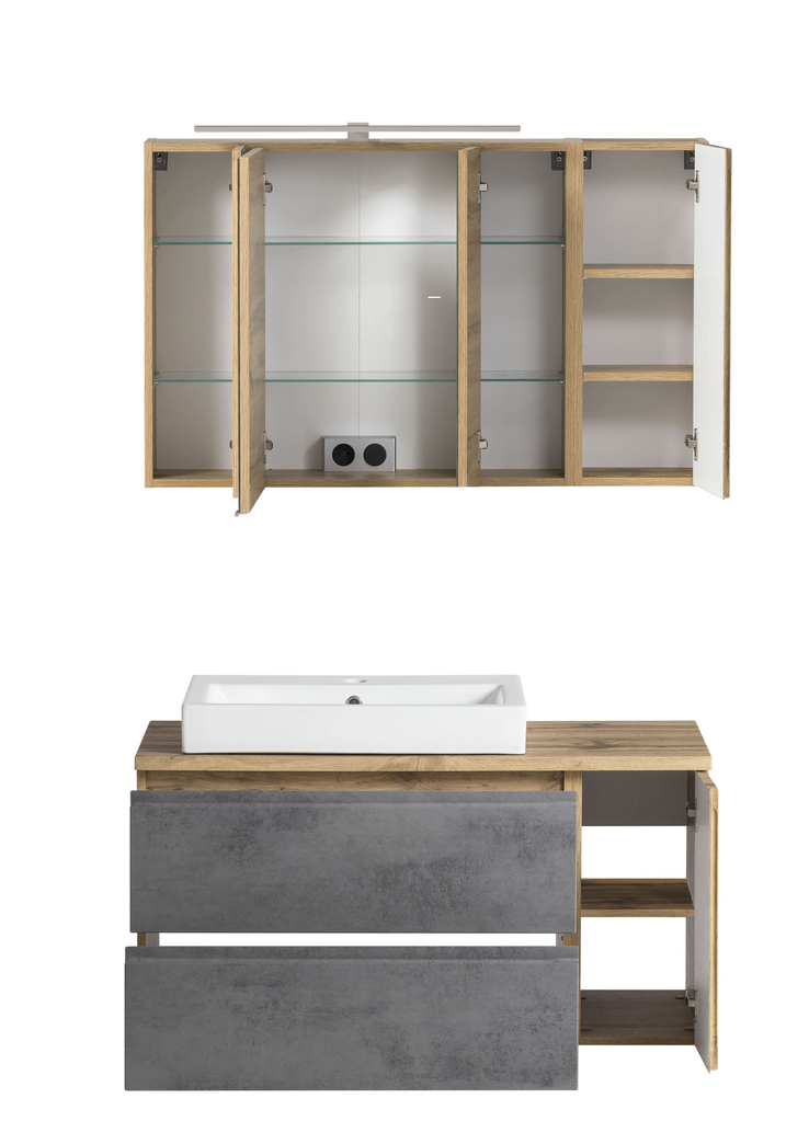 Bad-Waschtischkombi GENT hellgrau/braun 105cm