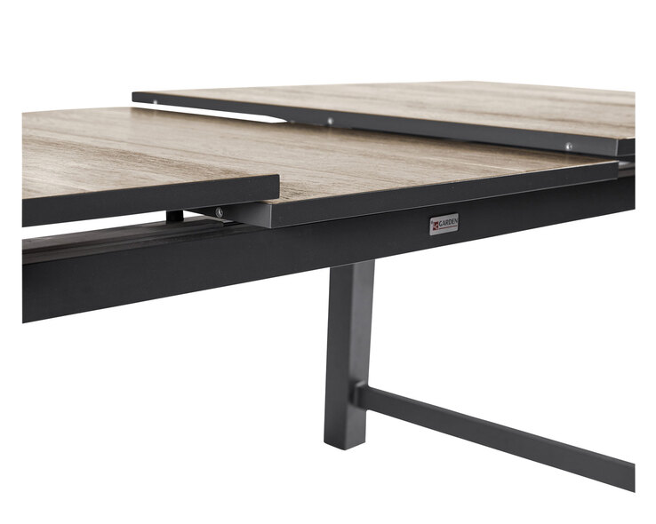 Garden FLAIR Gartentisch LENA A 200-260 x 100 cm anthrazit /Holzoptik braun