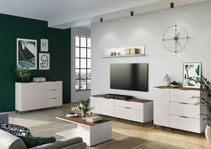 Sideboard MIAMI 151 x 98 cm Kaschmir/ Nussbaum